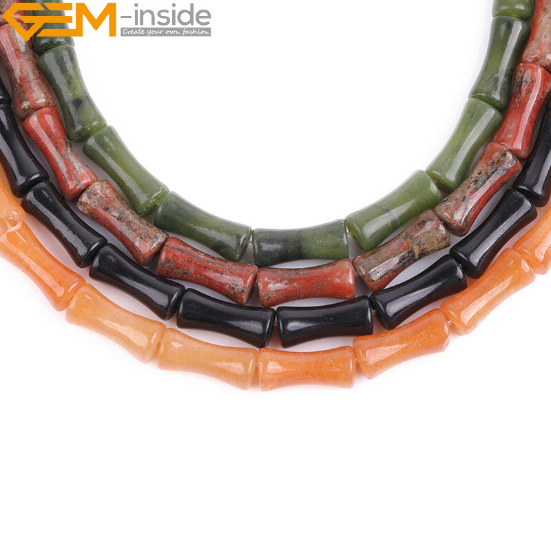 Natural Gemstone Bamboo Bone Assorted Loose Beads For Jewelry Making 15″ 30Pcs