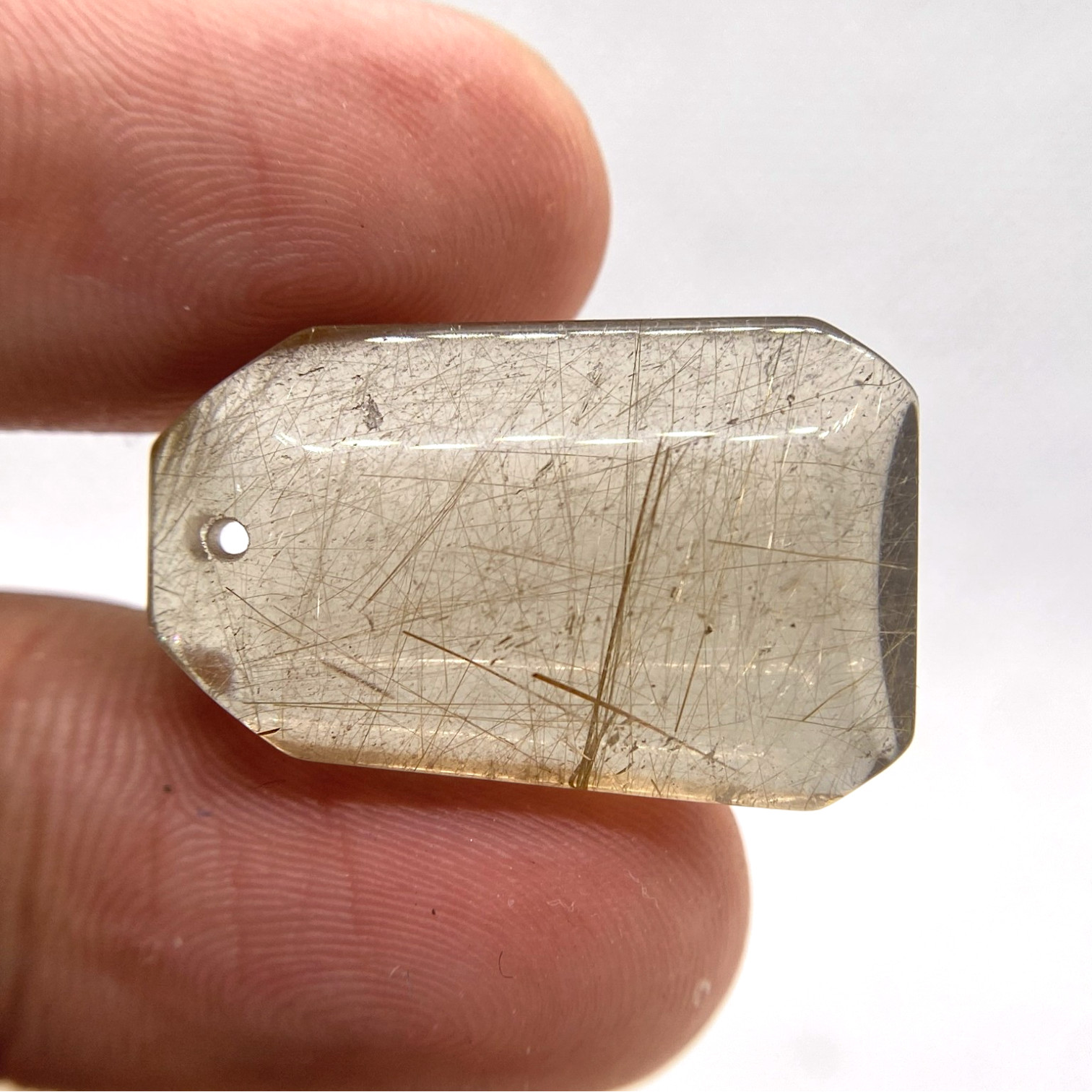 35.15 ct QUARTZ WITH RUTILE NEEDLES – BRAZIL – Natural Untreated Pendant Gem