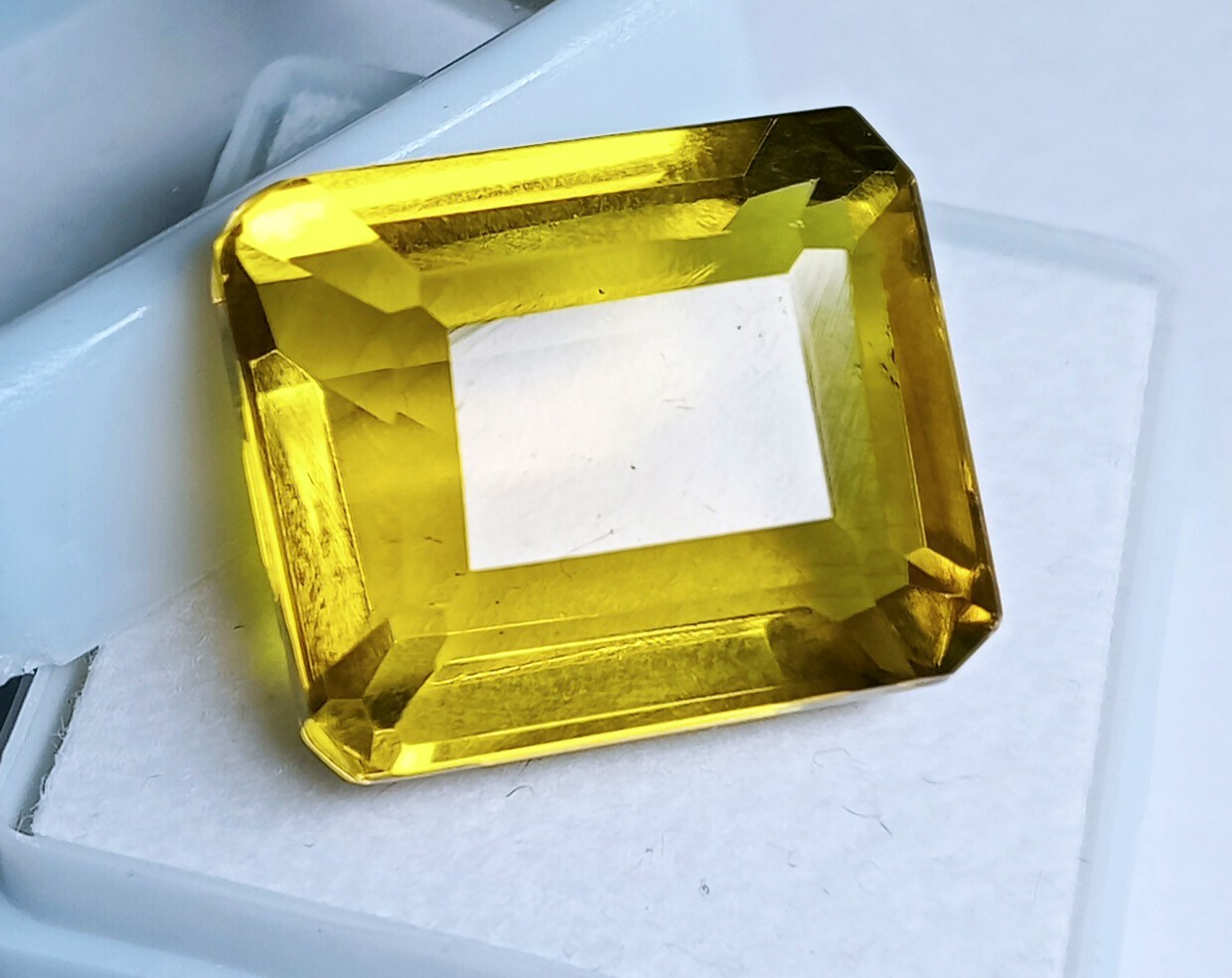 Natural Brazilian Emerald Cut Yellow Topaz Certified 22.65 Ct Loose Gemstone