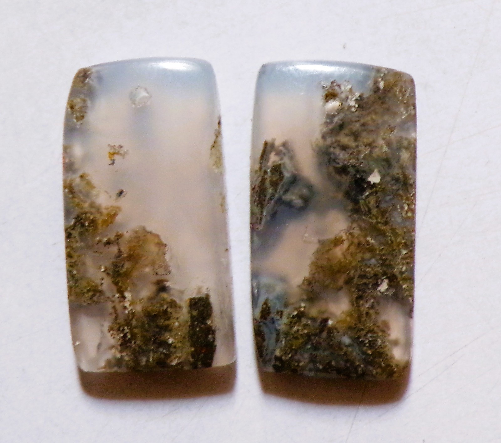 20.50 Cts Natural Indonesia Moss Agate Drilled Cabochon Match Pair Gemstone 23