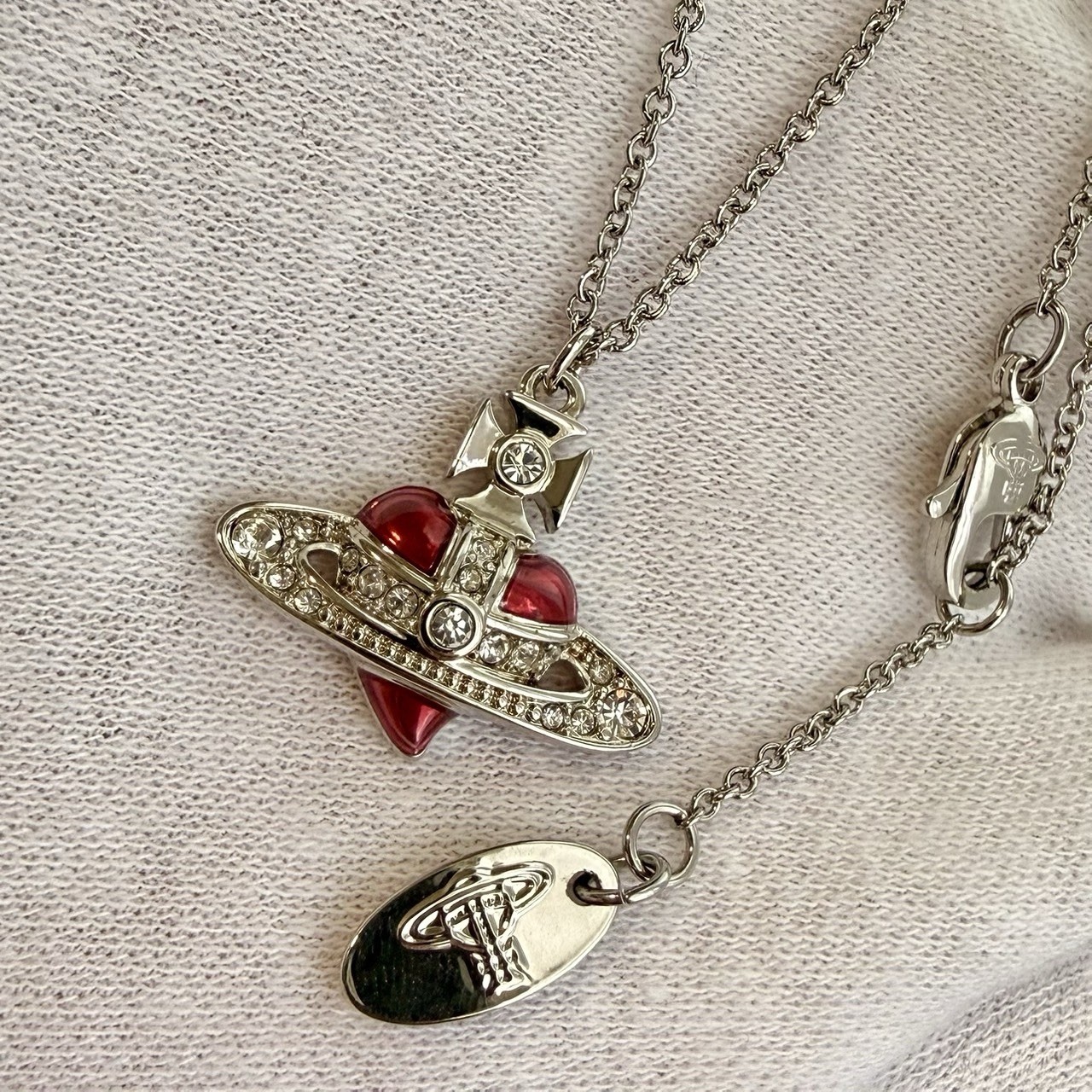Vivienne Westwood Diamante Heart Necklace Excellent Condition Authentic