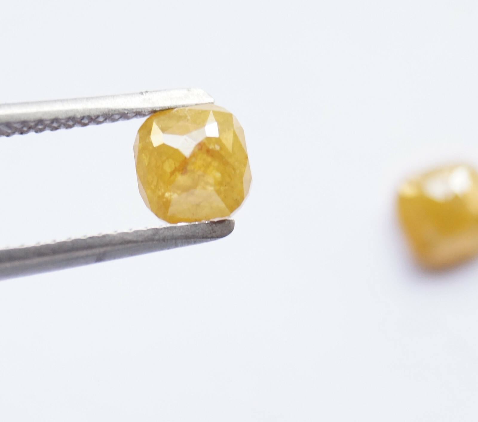 Natural Rose Cut Diamond Pair Cushion Yellow Color I3 Clarity 5.37MM 1.45Ct 1027