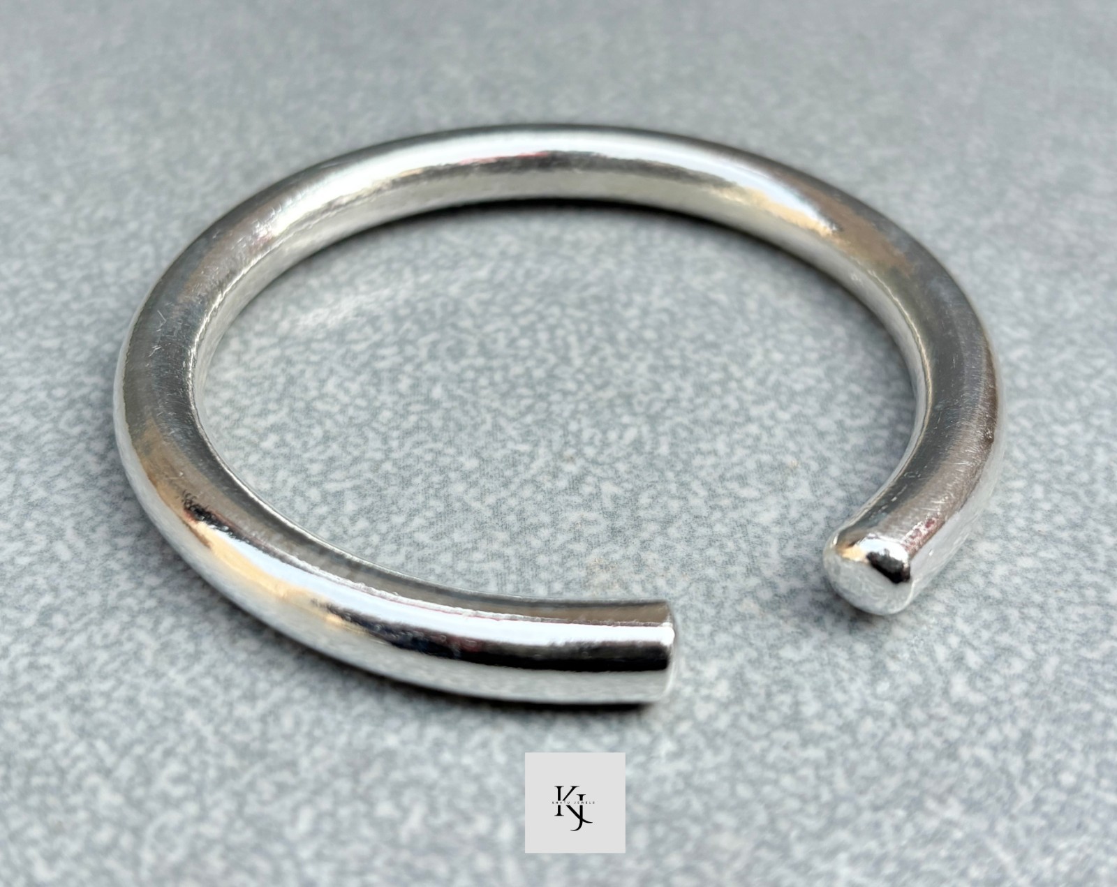 7MM Thick Massive Open Cuff Round Mens Bangle Solid 925 Sterling Silver Bangle