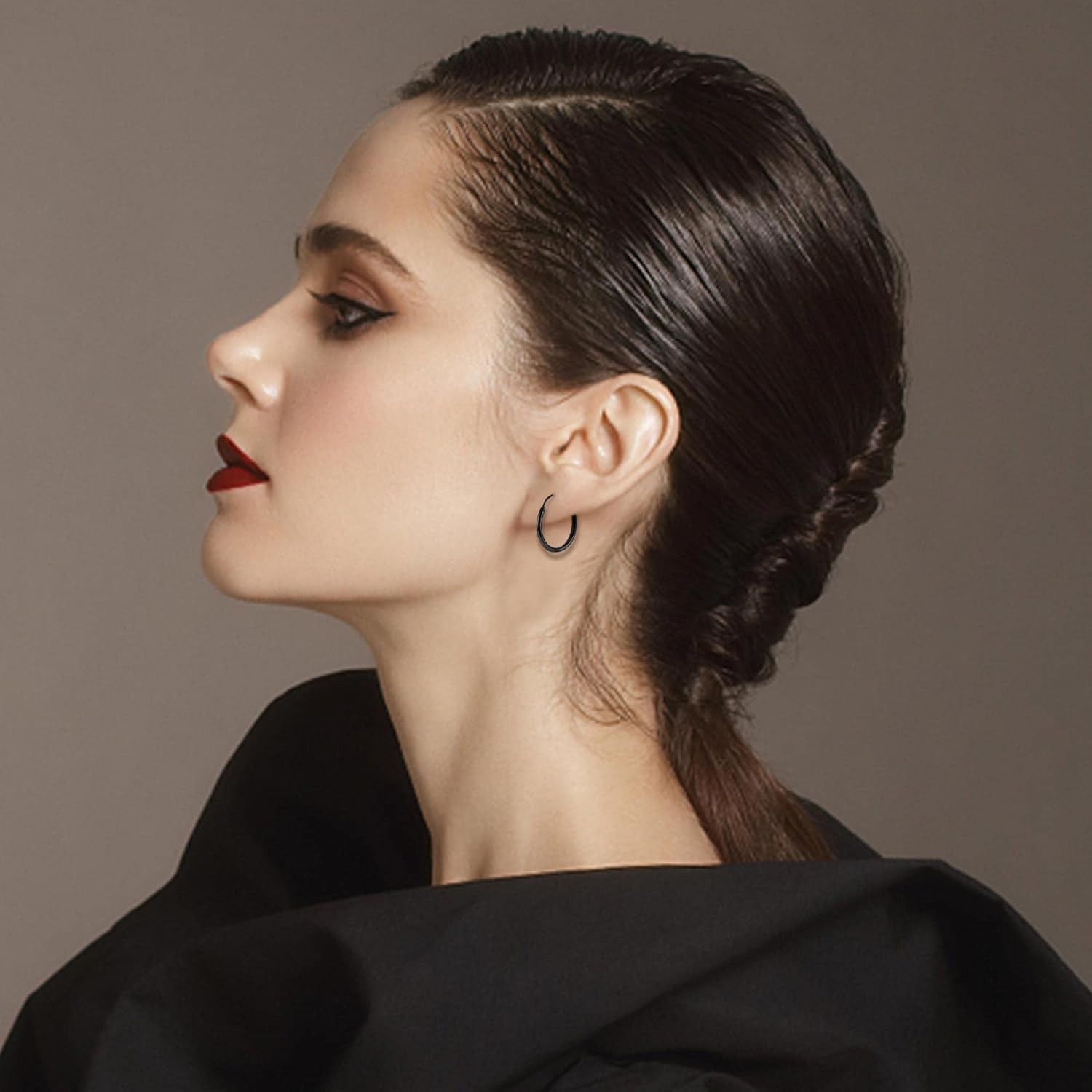 3 Pairs Stainless Steel Hoop Earrings Set for Women Mens Black Silver Gold Small
