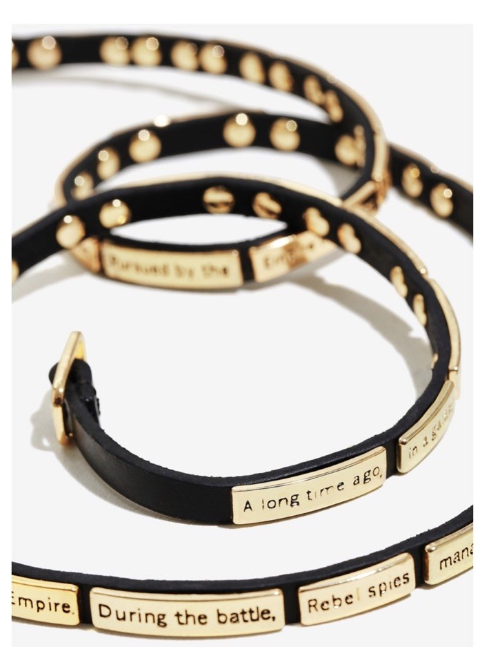 Love Madness Star Wars Crawl Leather Wrap Bracelet Buckle Black/Gold NWOT