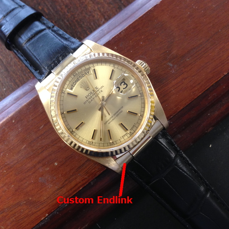 Fits Day Date President – Custom BD Strap End links – SOLID 18k Gold 18238