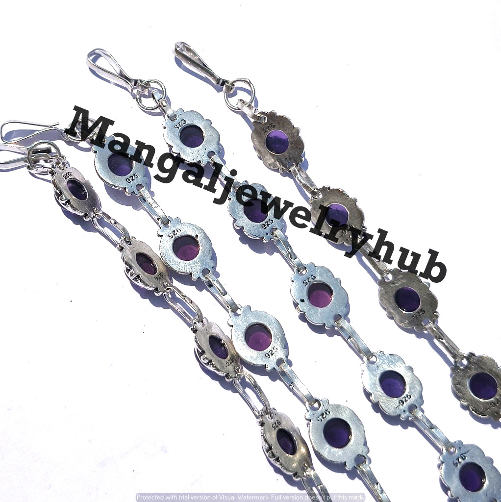 Buy Amethyst Gemstone Bracelets 925 Sterling Silver Plated 10PCS Jewellery Lot
