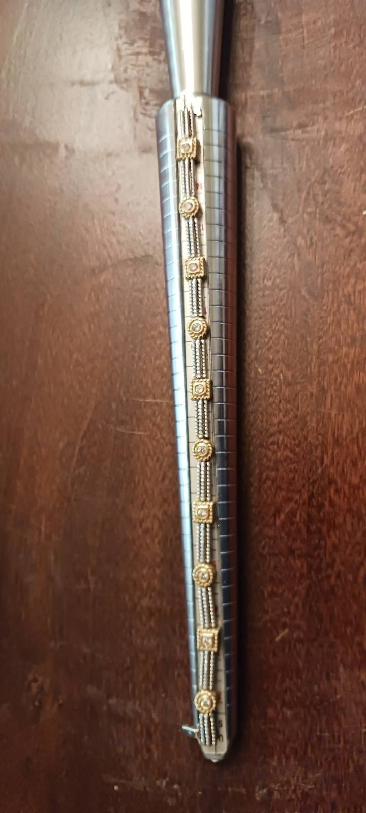 14K yellow and white gold 10 diamond bracelet, 7.25 inch