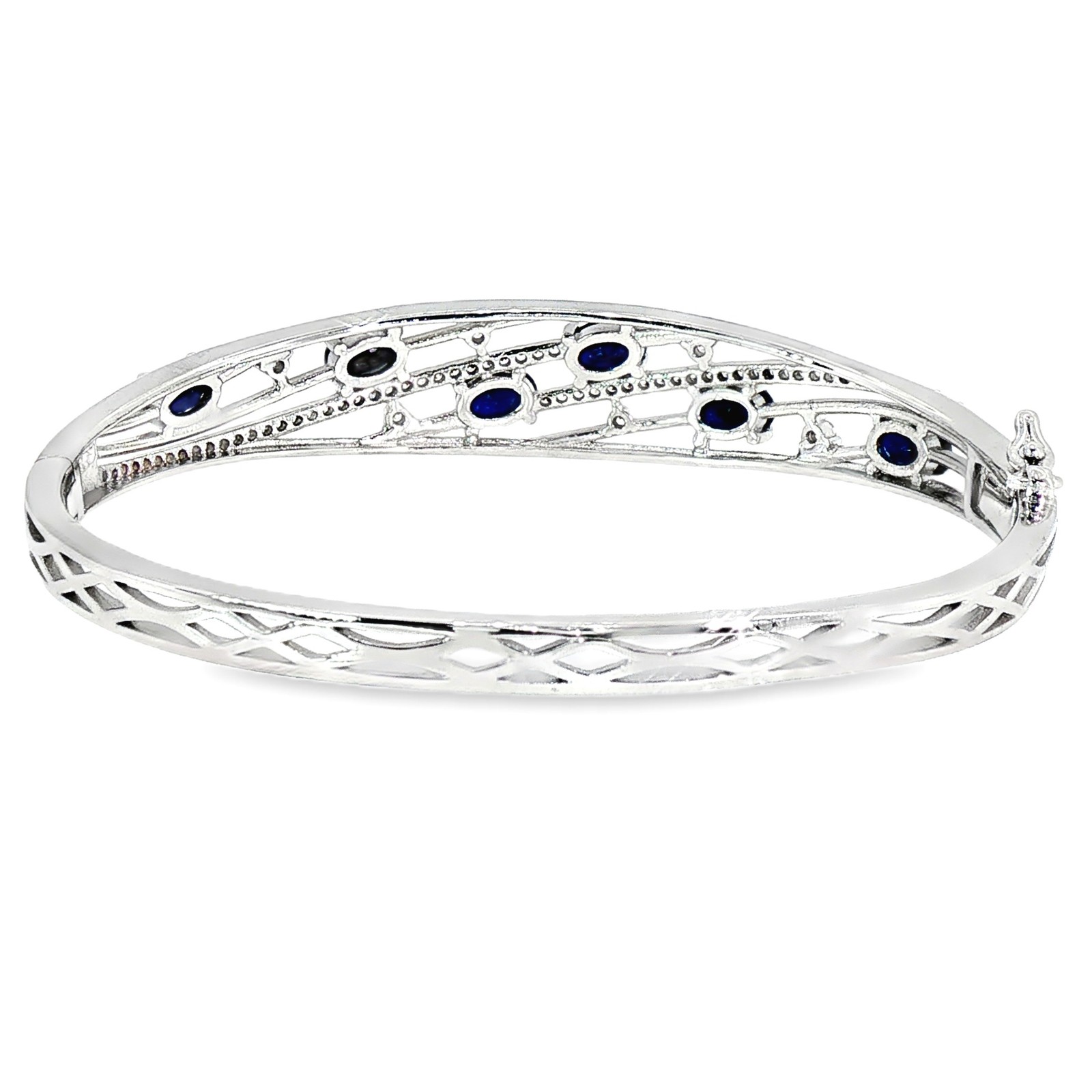 Sapphire Diffusion Gemstone 925 Sterling Silver 62x13mm Bracelet Vivid Blue