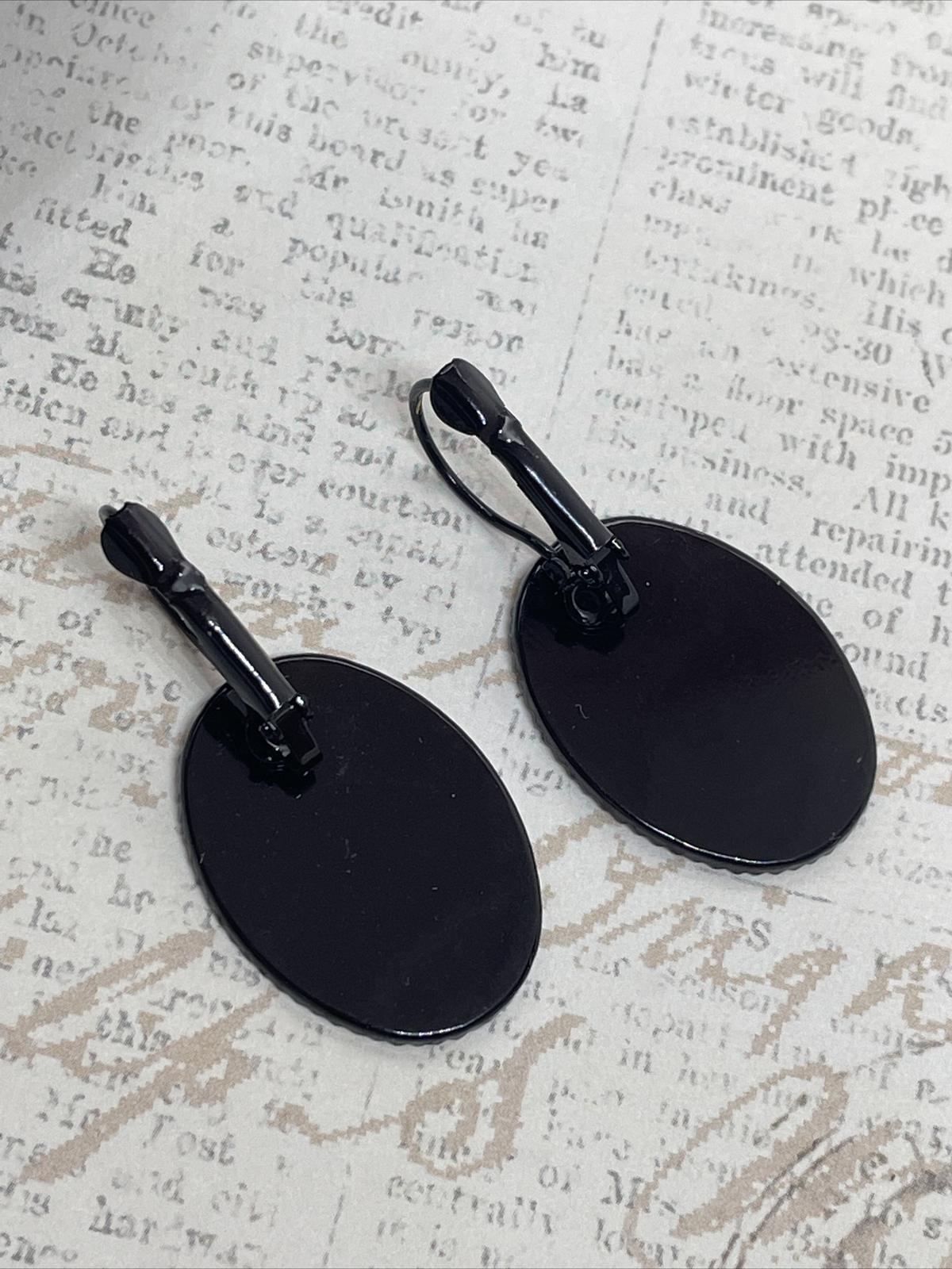 Rose Victorian Gift Wedding Cream & Black Setting Enamel Earrings Cameo Birthday