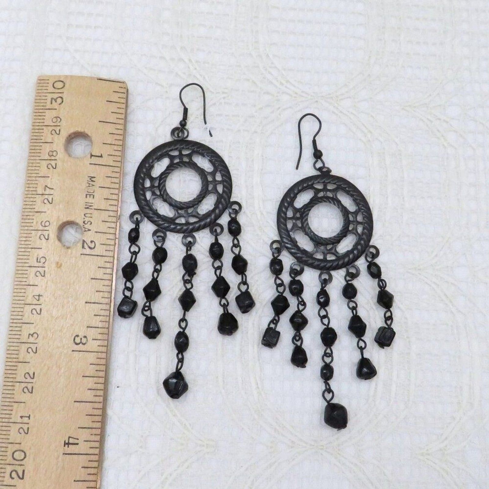 Chandelier Earrings Women Black Dangles Boho Gypsy Style Casual Goth Witchy Long