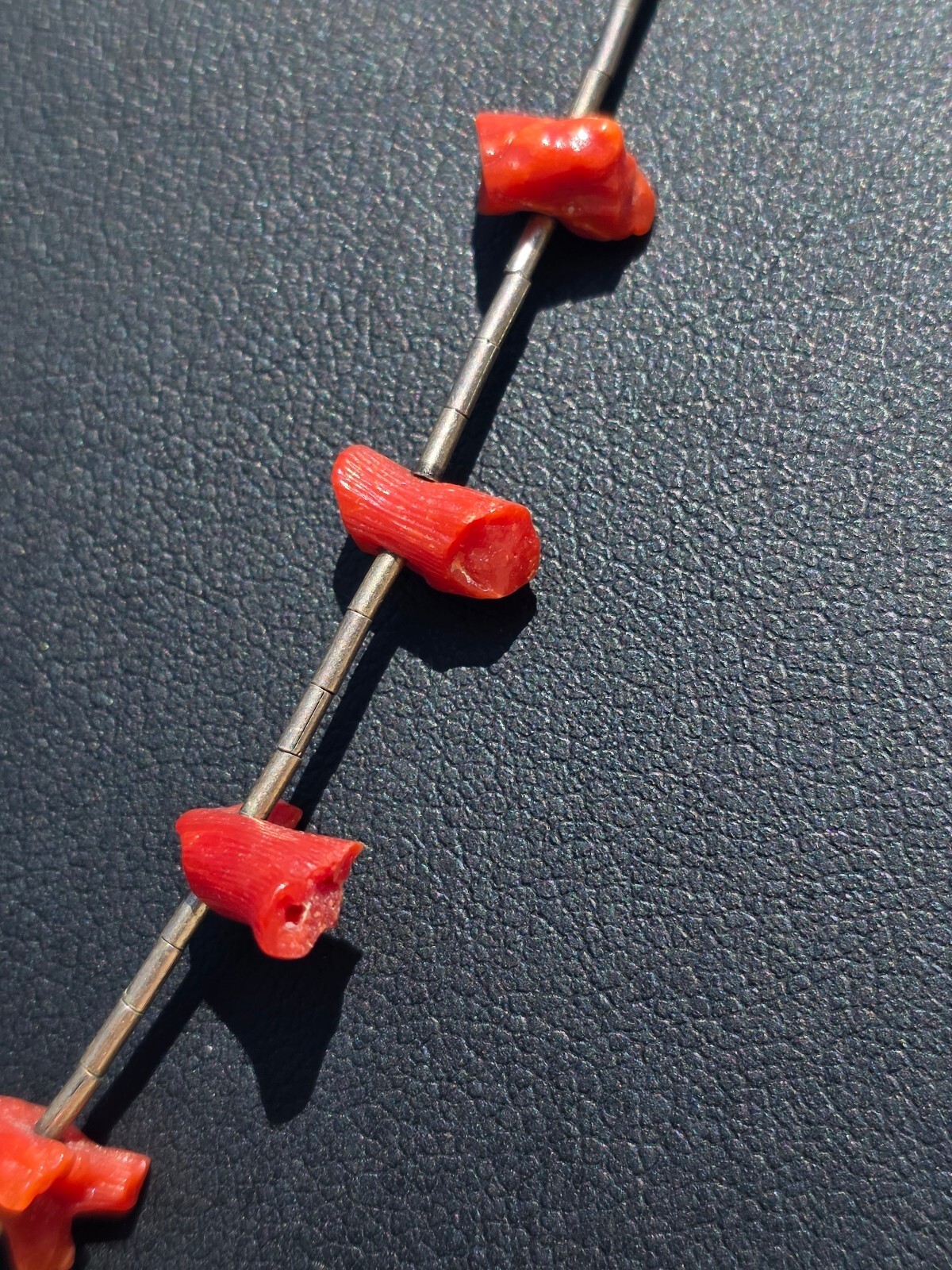 VTG Native American / Southwest Liquid Sterling Silver Red Branch Coral Necklace