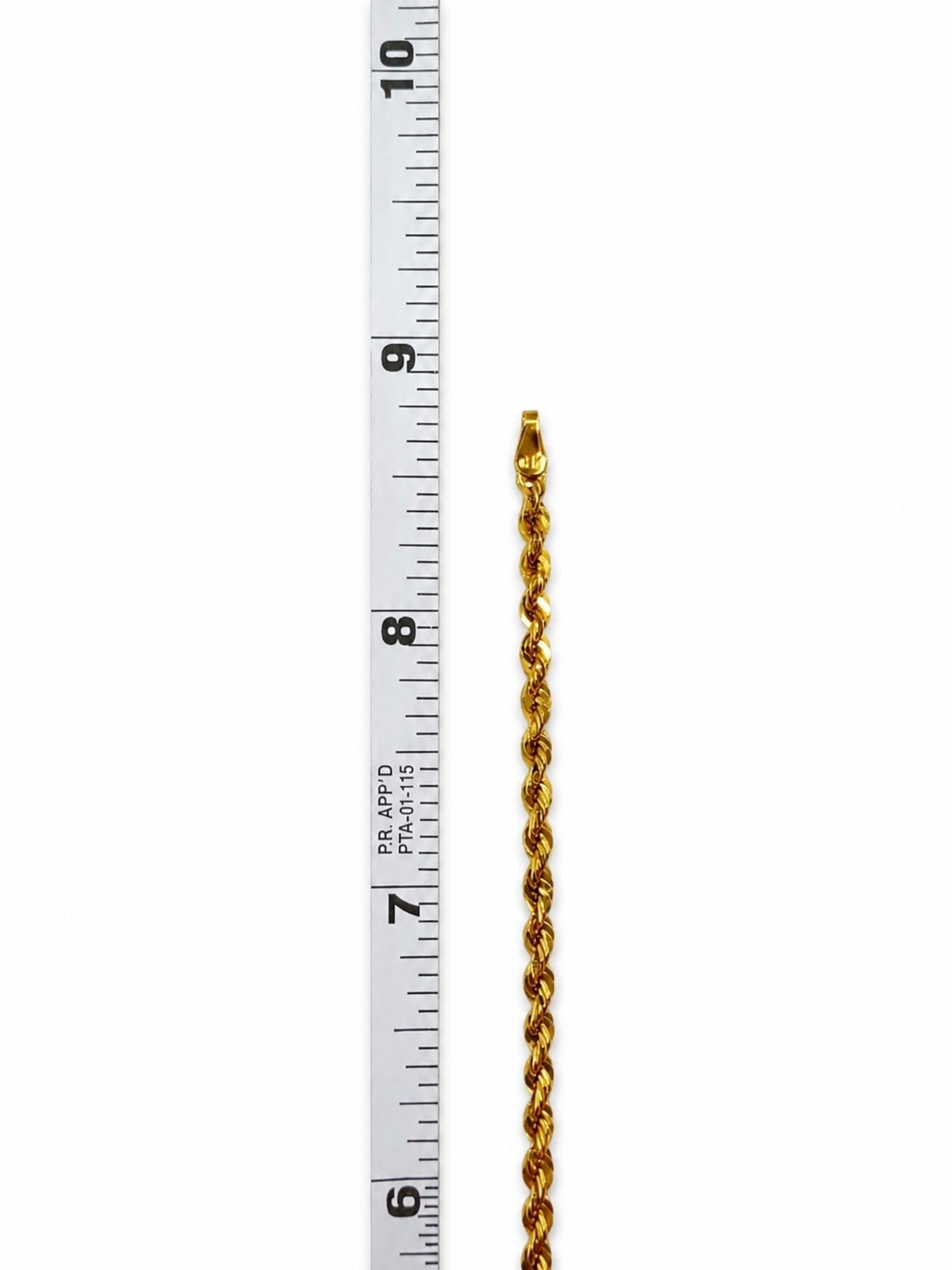 10K Solid Gold Rope Bracelet 2.5mm 8.68″ / Pulsera Oro Sólido 10K 22 cm