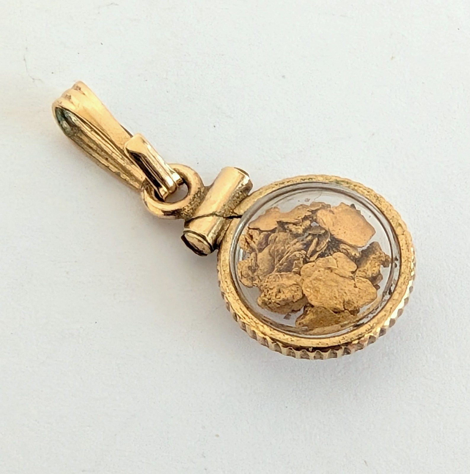 Antique Alaska 20k Natural Gold Placer Nuggets in Floating 14K GF Pendant