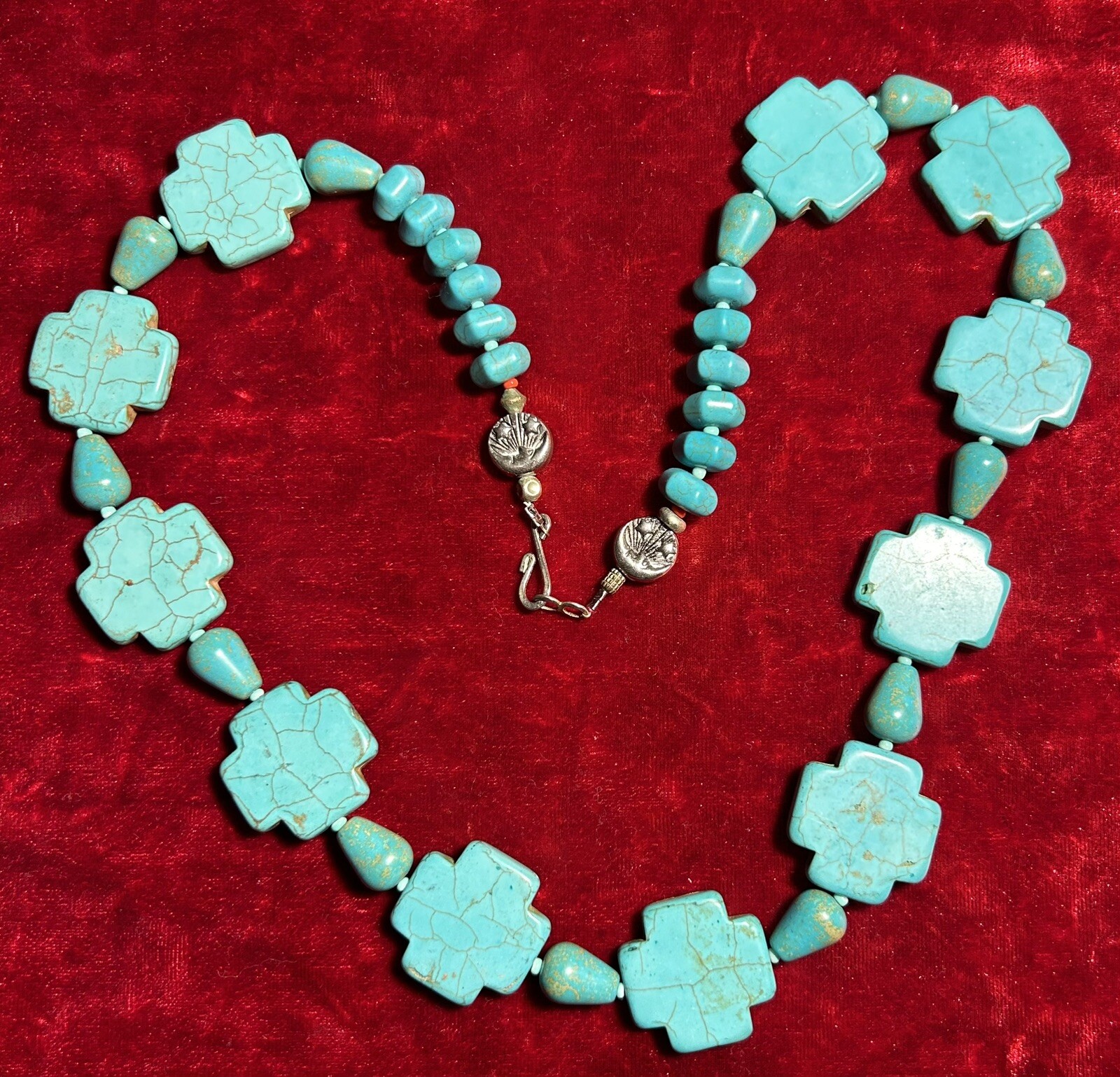 24 Inch Long Vintage India Turquoise necklace. # MP.
