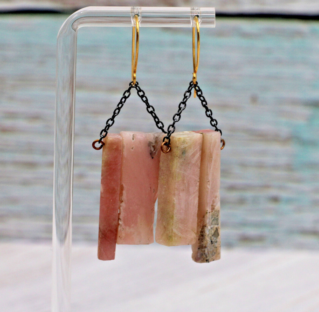 Natural Stone Peruvian Opal Earrings – 2½” L x ¾” W – MSRP $60.00