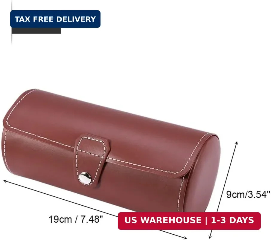 3 Slot PU Leather Watch Roll Case Travel Jewelry Organizer with Soft Pillows Sec