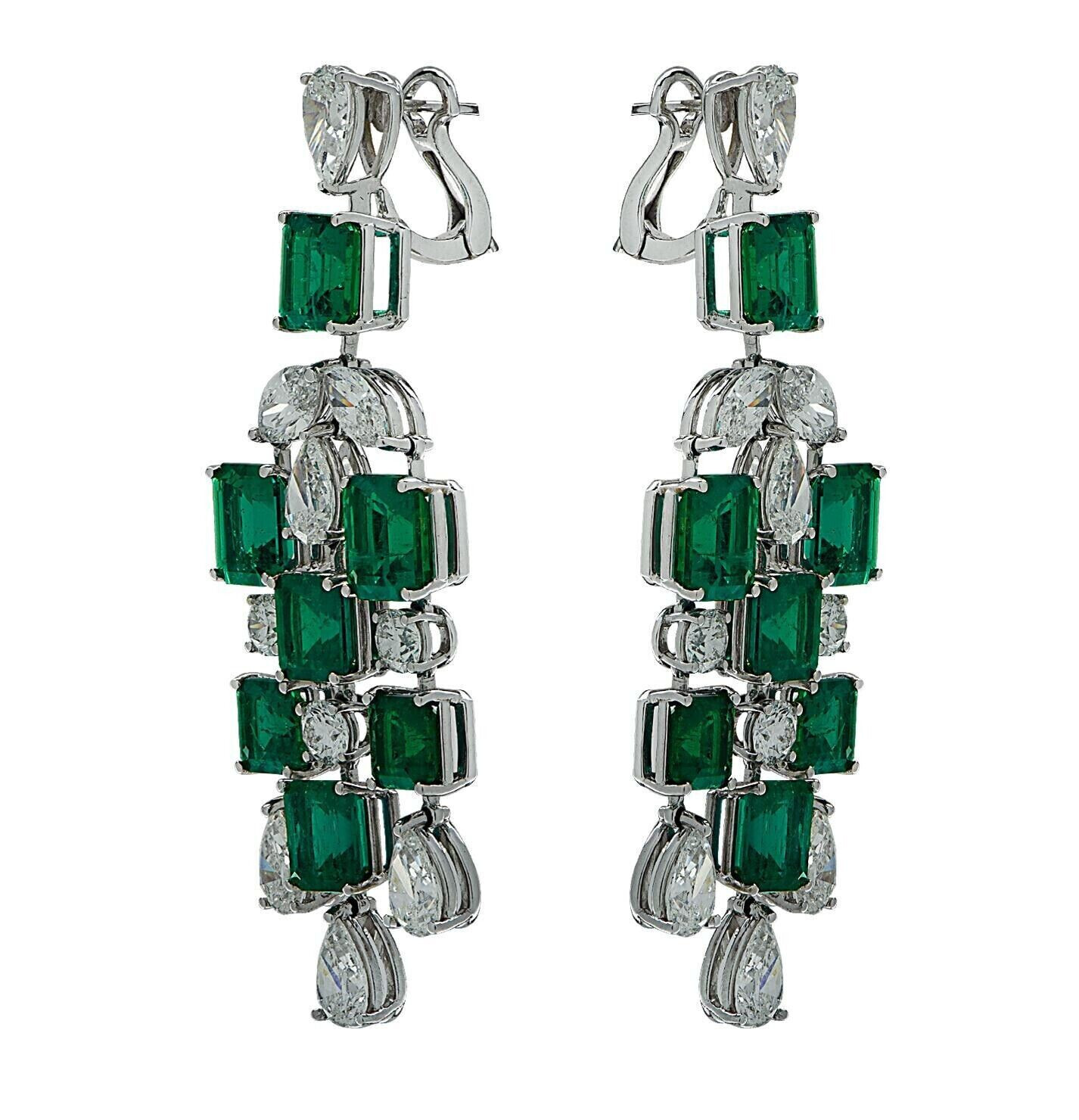 One Of a Kind Emerald Cut Green L:ab Created Emerald Women Drop-Dangle Earrings