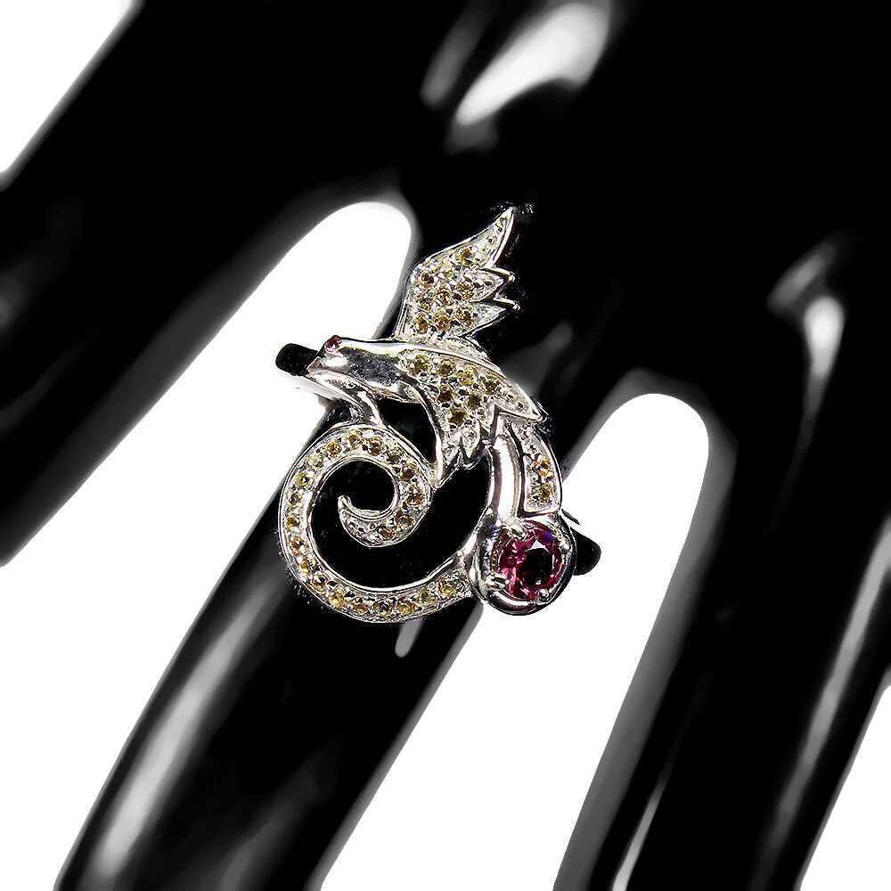 Summer 925 Silver Ring Round Rhodolite Garnet Sapphire Gemstone Jewelry 8