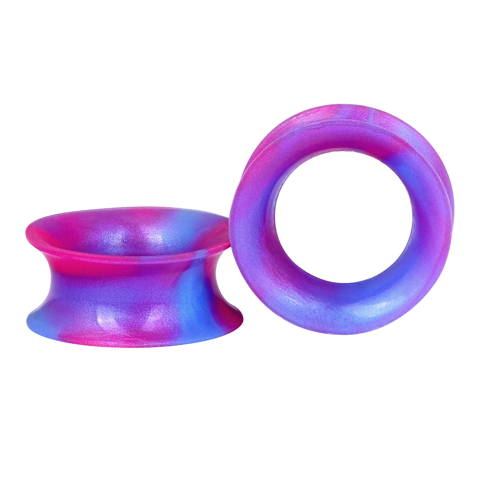 Pair of Silicone Ear Gauges-Thin Earskins Flexible Flesh Tunnels-Soft Ear Plugs
