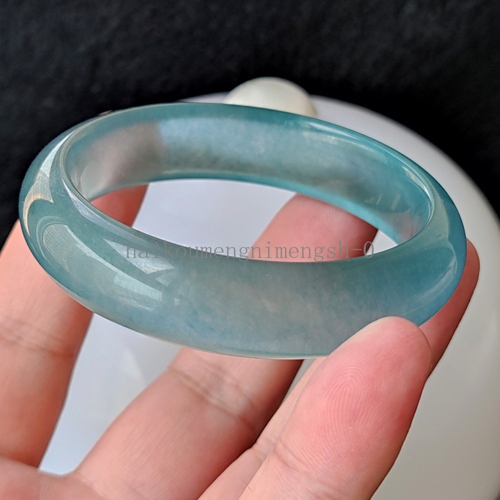Certified Ice Bluewater 53-54mm Natural Burma Jade jadeite Bangle Bracelet