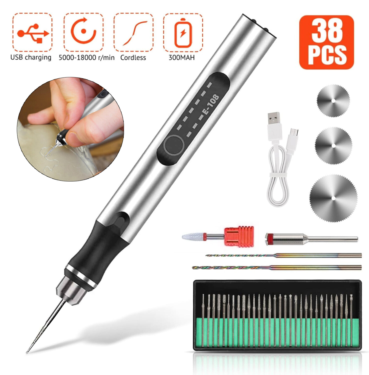 Cordless Electric Mini Drill Grinder Engraving Pen Variable Speed Rotary Tool US