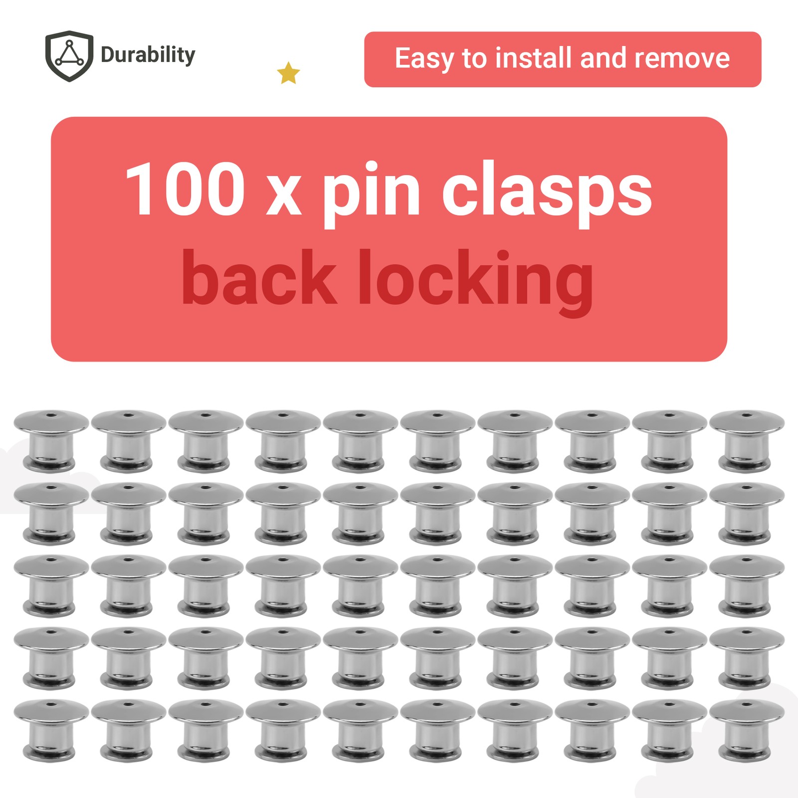 100PCS Locking Pin Back Locking Pin Retainer Buckle, for Locking the Back1465