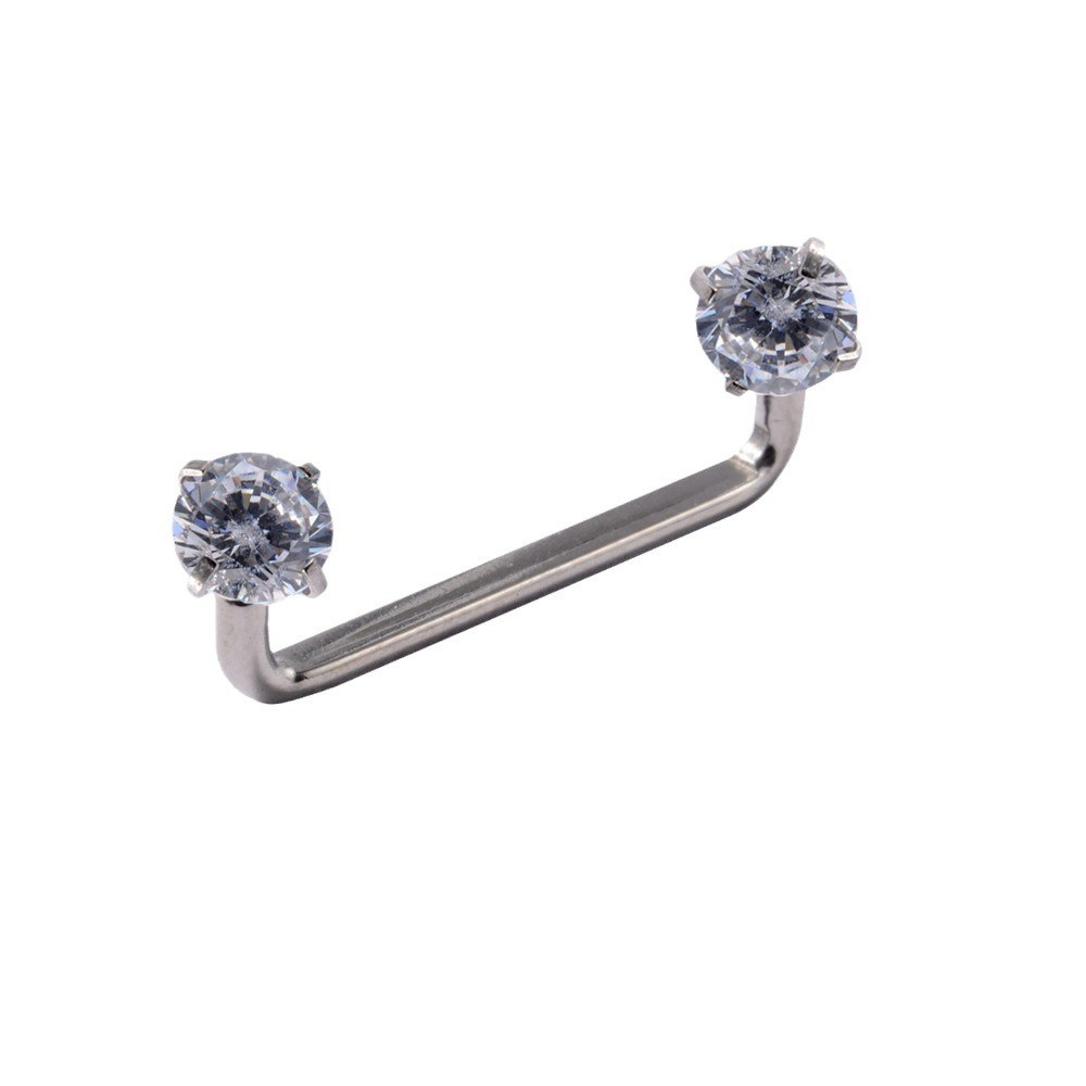 2x F-136 G23 Titanium Dermal Anchor/Stud CZ Double End Round Star Heart Lip Stud
