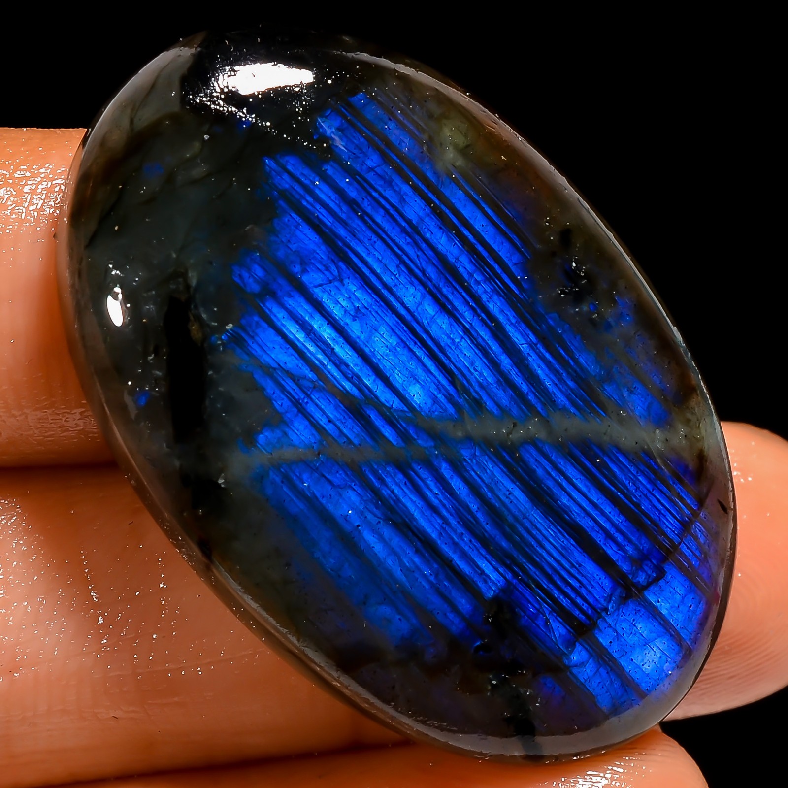 100% Natural Labradorite Oval Shape Cabochon Gemstone 56.5 Ct 37X24X7 mm UG-6996
