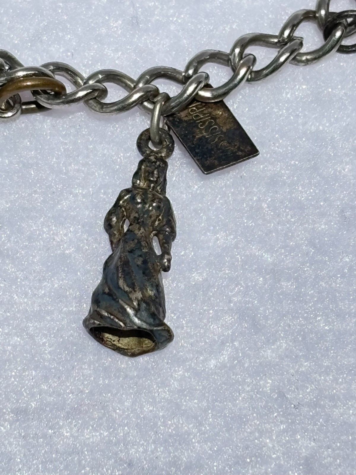Vintage Sterling Silver Charm Bracelet Travel Themed with 10 Charms 6.5″ length