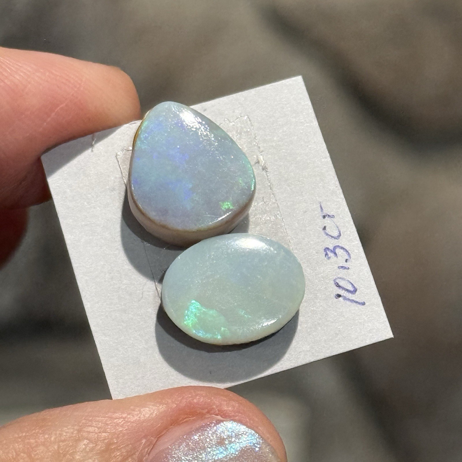 SALE 10.3ct 13x11mm 2 Pc Lot Gray Australian Doublet Opal Cabochon Gems