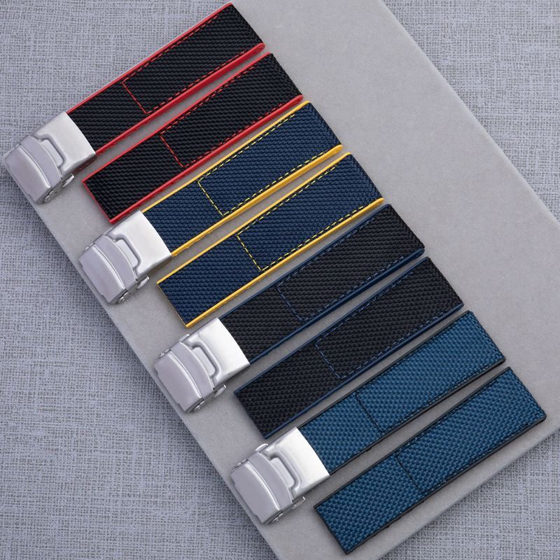 22 24mm Nylon Rubber Watch Band Strap Fits Breitling NAVITIMER WORLD Avenger