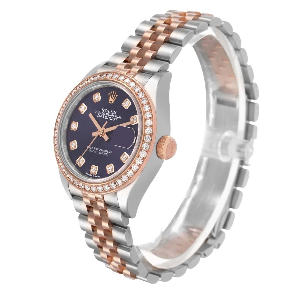 Rolex Datejust Steel Rose Gold Diamond Purple Dial Ladies Watch 279381