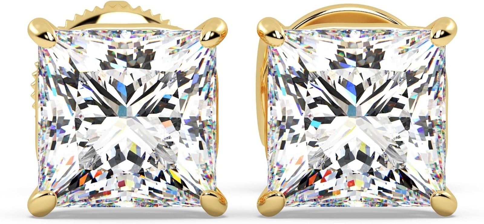 Lab Grown Diamond Stud Earrings 2 Carat Total Weight 14K Yellow Gold E-F VS2