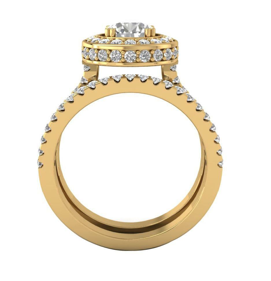 Bridal Ring Set Anniversary I1 G 1.90Ct Round Cut Diamond 14K Solid Gold 11.00mm