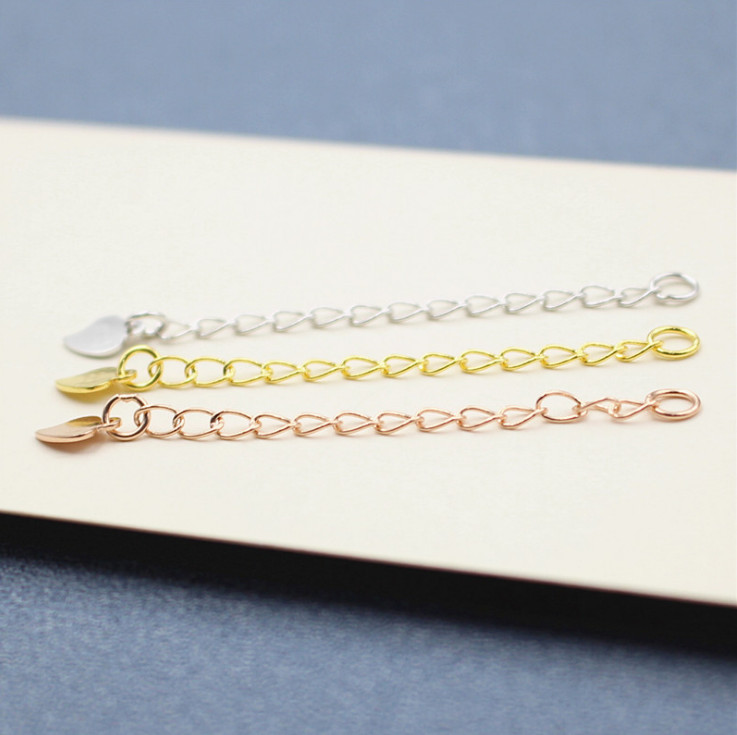 2/5 Pieces 5cm/2″ 925 Sterling silver Extension Chain Necklace Extender Findings