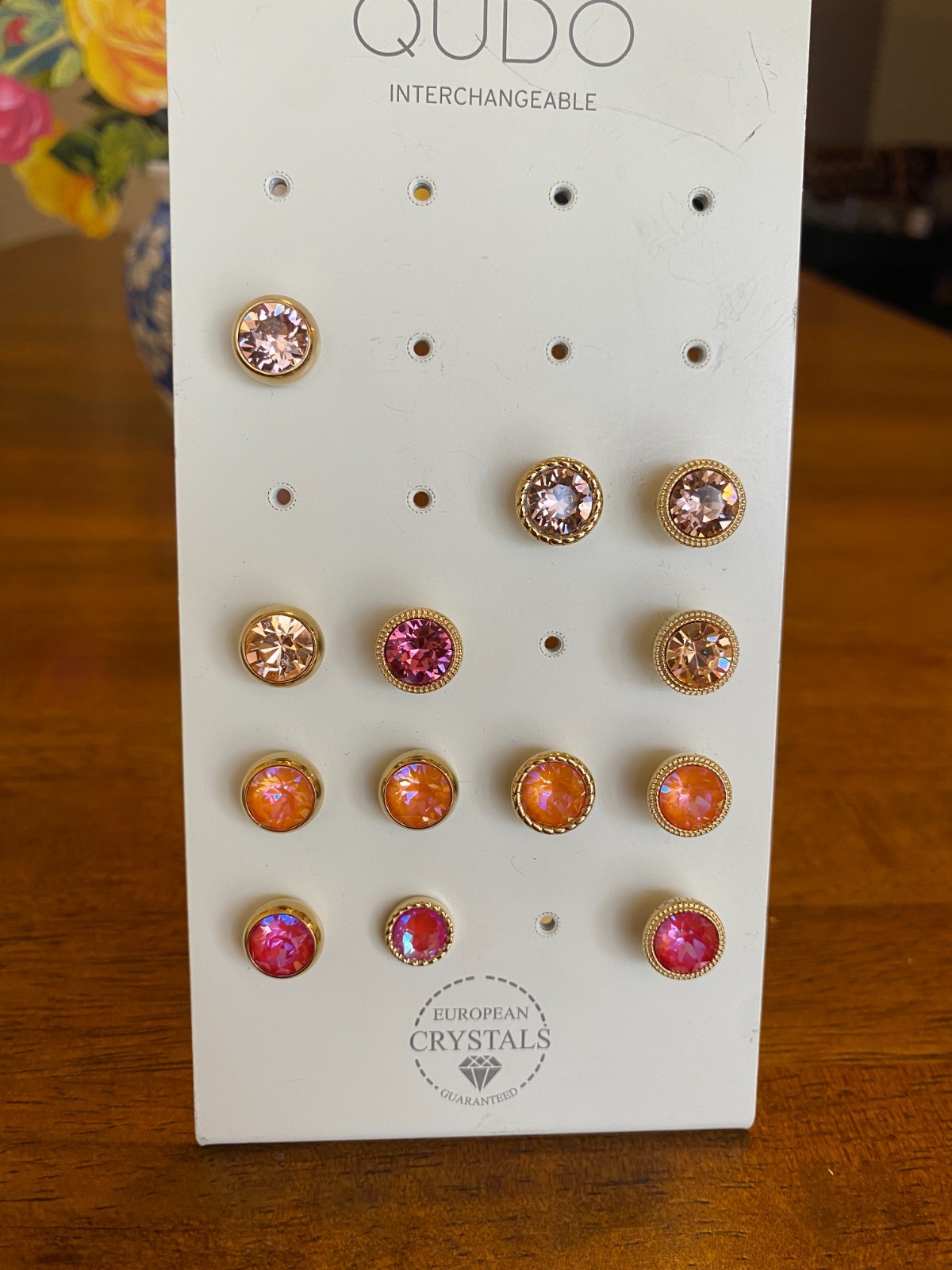 QUDO Tops Toppers Interchangeable Colorful Crystals In Silver Or Gold Tone