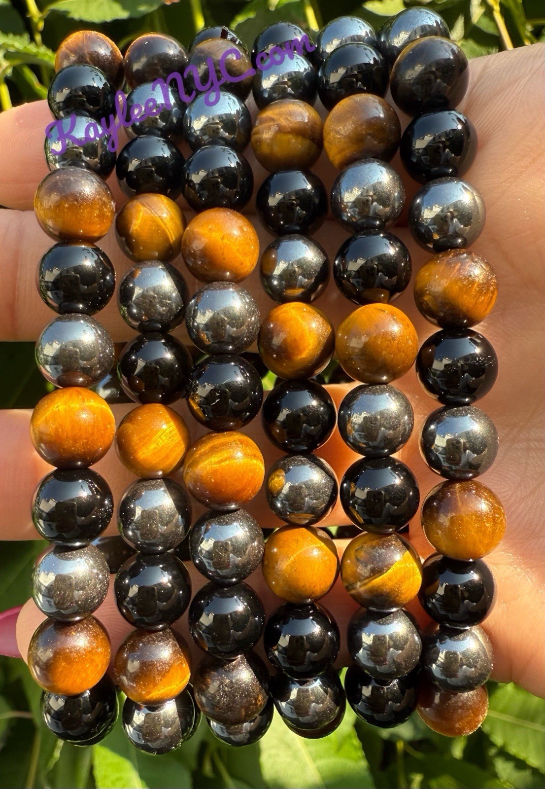 6 Pcs Protection Natural Crystal Healing Stretch Bracelets 8mm 7.5″