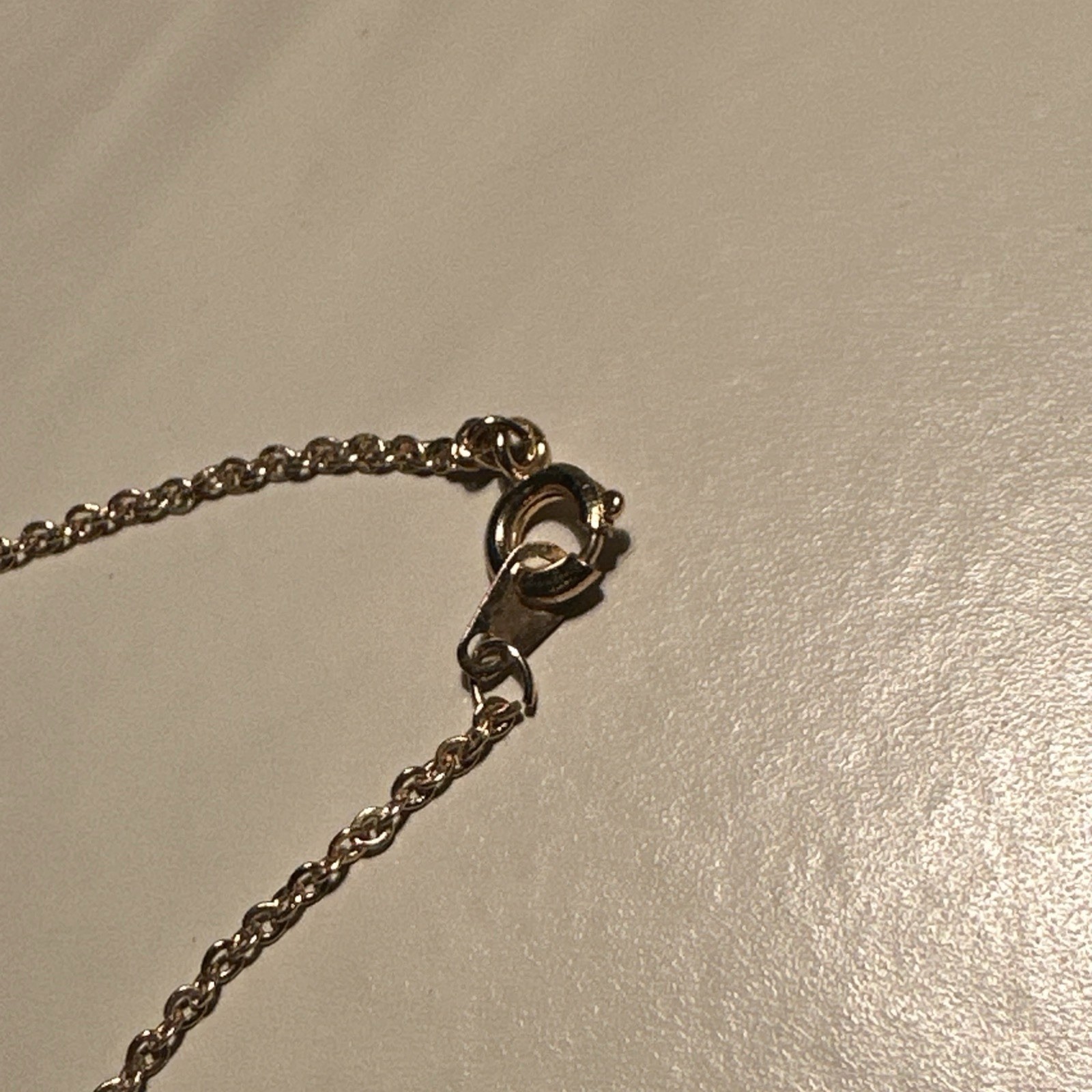 Vtg Gold April Birthstone Necklace .10- 1970s Retail Tag- 15′