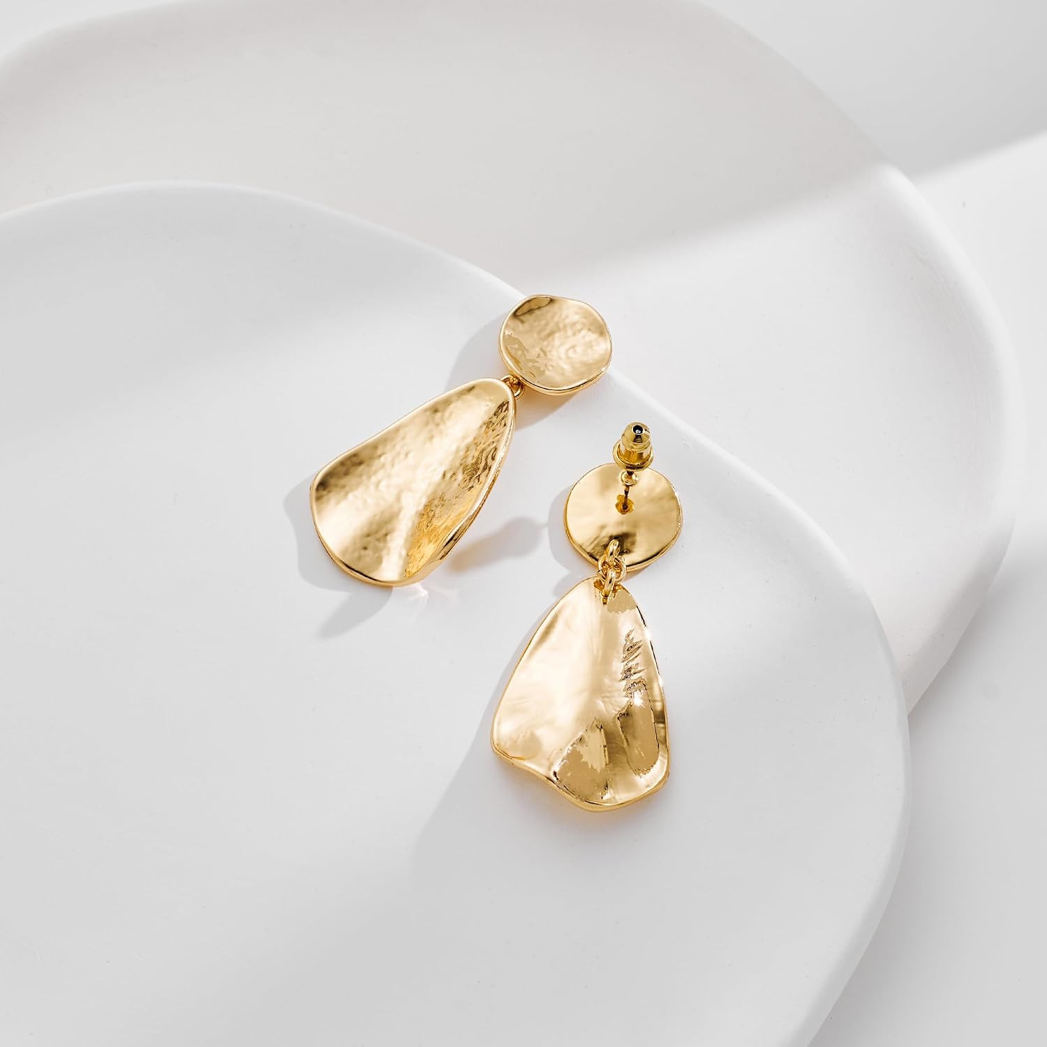 Gold Plated Earrings for Women Geometric Chunky Dangle Earring Trendy Silvery Tw