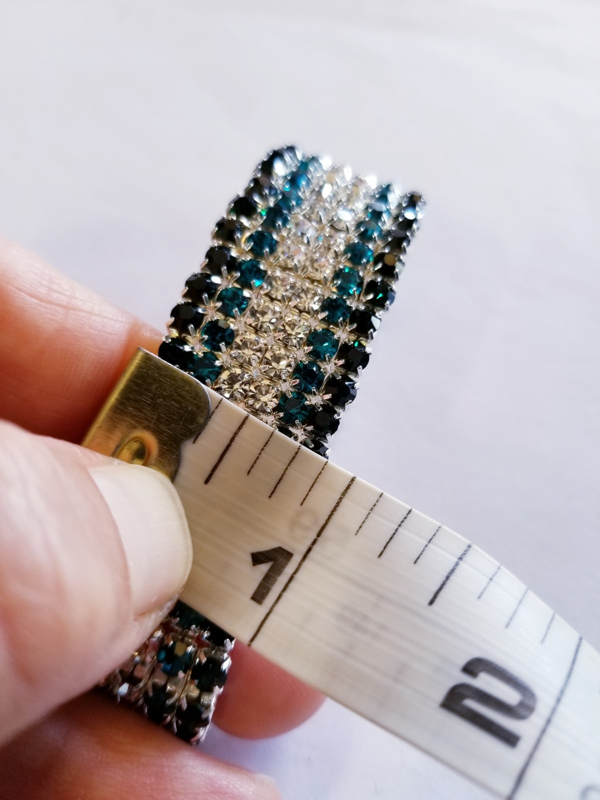 Iridescent Silver Rhinestone Stretch Bracelet Crystal Pageant Prom Drag Jewelry