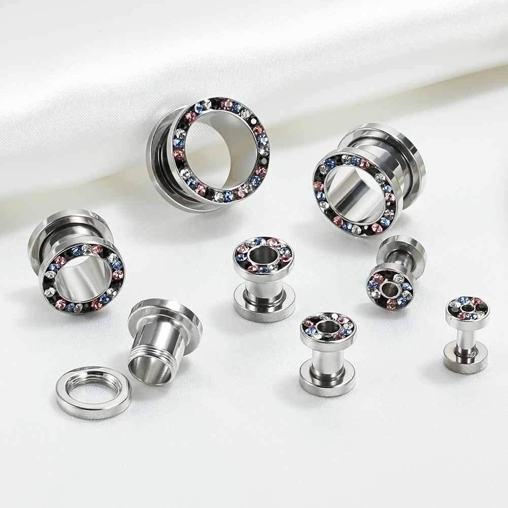 8 PCS Ear Tunnels Plugs Gauges Stainless Steel Expander Stretcher Piercings