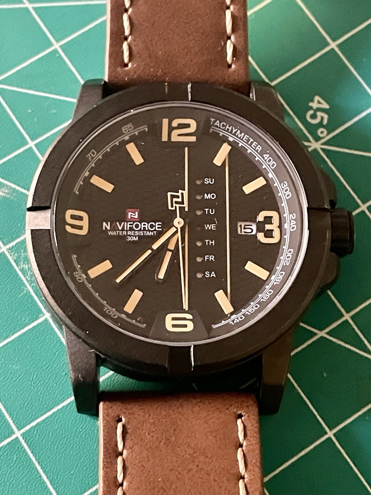 NAVIFORCE MILITARY STYLE NF9177 NEW BATTERY, ORIGINAL BROWN BAND