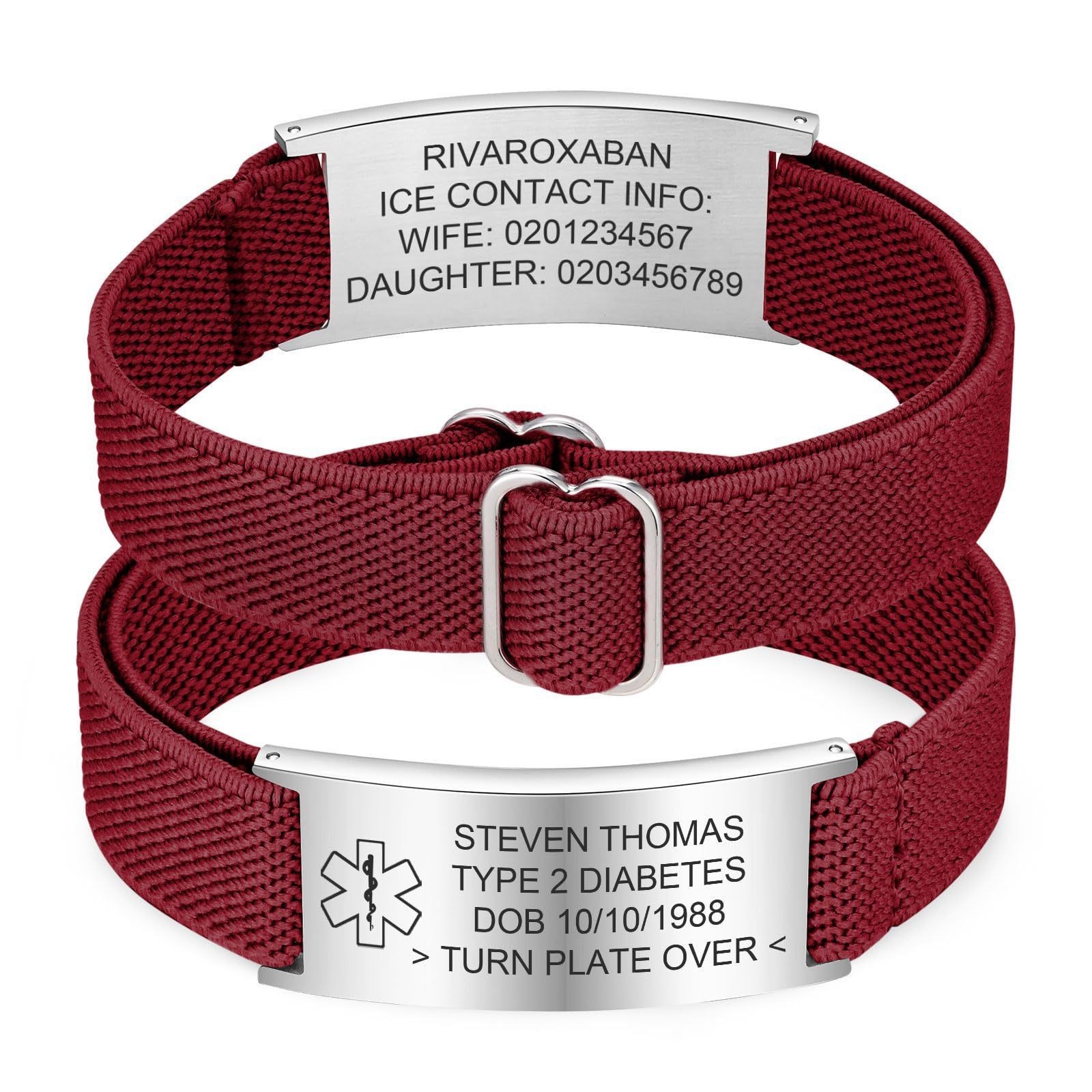 Free Engraving Personalized Medical Alert Bracelet Stainless Steel Wristband