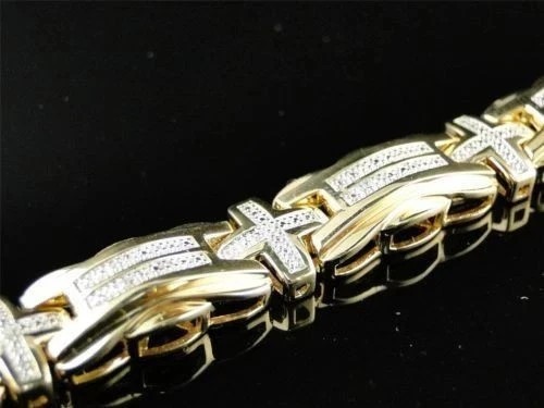 8Ct Round Lab Created Diamond Men’s Bracelet 14K Yellow Gold Plated