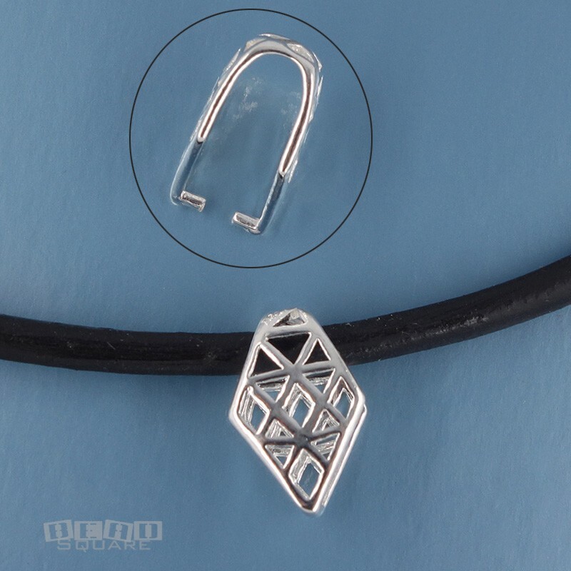 Large Sterling Silver Triangle Rhombus Slider Pinch Pendant Bail Connector 33418