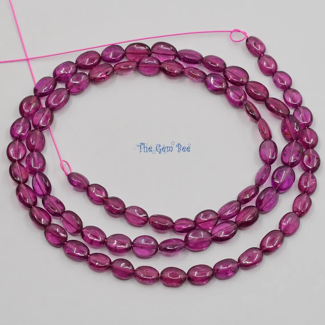 Berry Pink Rhodolite Garnet Smooth Oval Nugget Beads 16 Inch strand