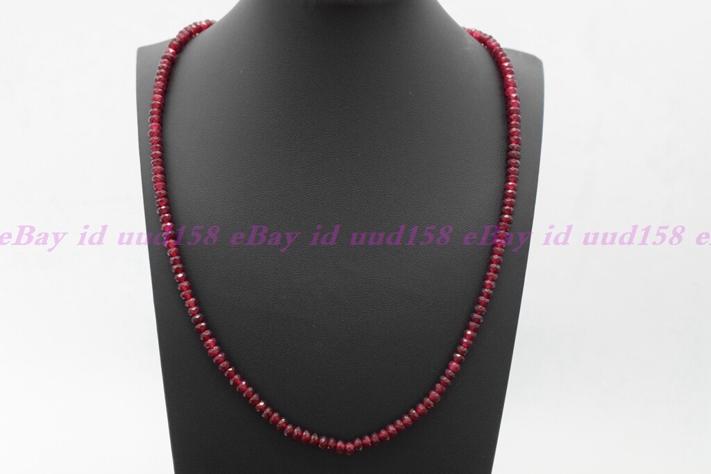2x4mm Brazil Red Jade Faceted Roundelle Gemstone Beads Necklace 18″ AAA