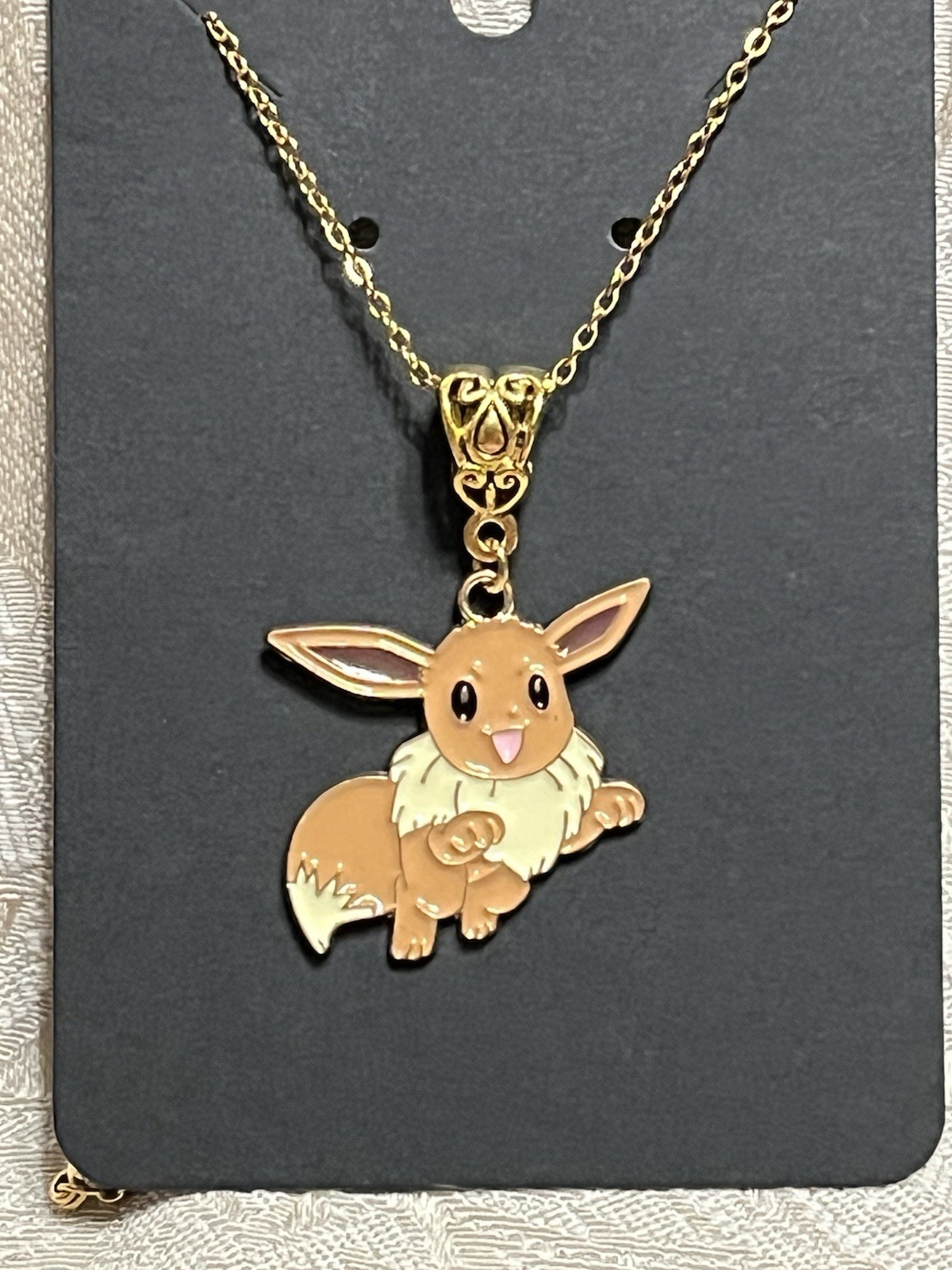 Japanese Anime Pokemon Eevee Video Game Enamel Drop Dangle Adorable Necklace