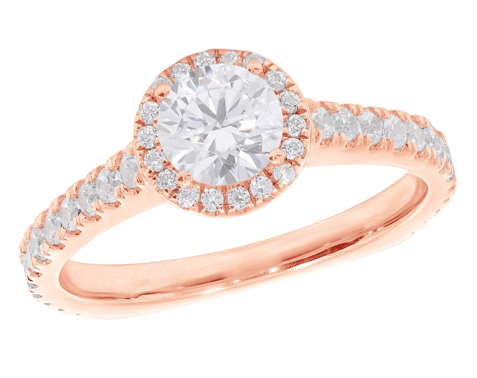 1.25 Carat Round Cut Moissanite Halo Engagement Ring in 925 Silver for Women